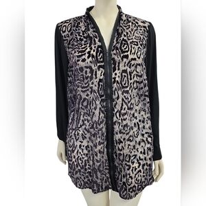 Lane Bryant Leopard Velvet Burnout  Zip Tunic 26-28 Plus